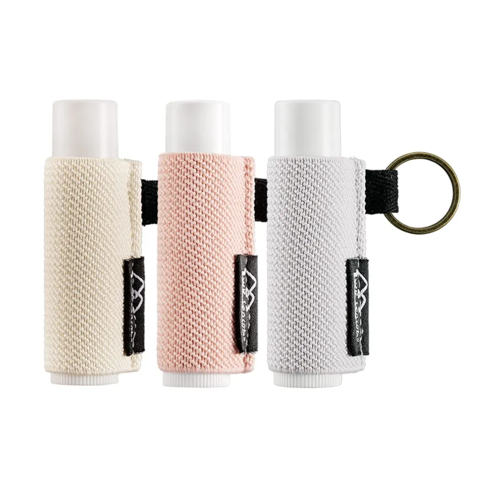 WK IEASON - Lip Balm Holder Keychain Clip On Lipstick/Chapstick Sleeve, Tight-Knit and Elastic (Pink/Light beige/Grey) WK IEASON - Lip Balm Holder Keychain Clip On Lipstick/Chapstick Sleeve, Tight-Knit and Elastic (Pink/Light beige/Grey)
