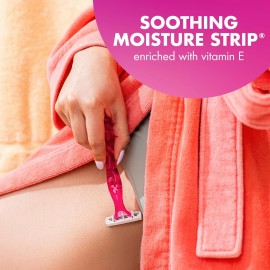 BIC Soleil Simply Smooth Women\'s Disposable Razors, 3 Blades With Moisture Strip For a Silky Smooth Shave, 8 Piece Razor Set