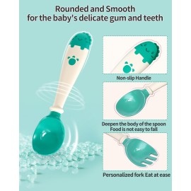 Deejoy Toddler Utensils, Self-feeding Flatware Set withTravel Case, Baby Spoons and Forks with Silicone Bendable Handle, Easy Grip Heat-Resistant, Ideal for Kids, Stage 2 (Green) Deejoy Toddler Utensils, Self-feeding Flatware Set withTravel Case, Baby Spoons and Forks with Silicone Bendable Handle, Easy Grip Heat-Resistant, Ideal for Kids, Stage 2 (Green)