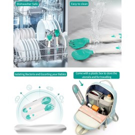 Deejoy Toddler Utensils, Self-feeding Flatware Set withTravel Case, Baby Spoons and Forks with Silicone Bendable Handle, Easy Grip Heat-Resistant, Ideal for Kids, Stage 2 (Green) Deejoy Toddler Utensils, Self-feeding Flatware Set withTravel Case, Baby Spoons and Forks with Silicone Bendable Handle, Easy Grip Heat-Resistant, Ideal for Kids, Stage 2 (Green)