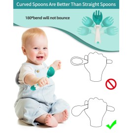 Deejoy Toddler Utensils, Self-feeding Flatware Set withTravel Case, Baby Spoons and Forks with Silicone Bendable Handle, Easy Grip Heat-Resistant, Ideal for Kids, Stage 2 (Green) Deejoy Toddler Utensils, Self-feeding Flatware Set withTravel Case, Baby Spoons and Forks with Silicone Bendable Handle, Easy Grip Heat-Resistant, Ideal for Kids, Stage 2 (Green)