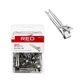 RED by Kiss 80pcs 1.75 Slide-In Hair Clips, Durable Metal Curl Setting Clips for Hairdressing, Sectioning & Retwisting, Rust-Free Hair Pins for Dreads, Dreadlocks, & Twist Styles