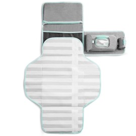 Munchkin Portable Changing Pad - Lightweight and Compact Baby Diaper Changing Mat with Silver-Ion Technology, Includes 12 Diaper Disposal Bags, Grey