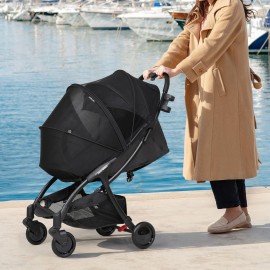 Beberoad Love Universal Stroller Sunshade & Mosquito Net 2-in-1 Stroller Cover UV Protection with 2-Way Zipper (Black)
