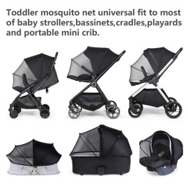 Beberoad Love Universal Stroller Sunshade & Mosquito Net 2-in-1 Stroller Cover UV Protection with 2-Way Zipper (Black)