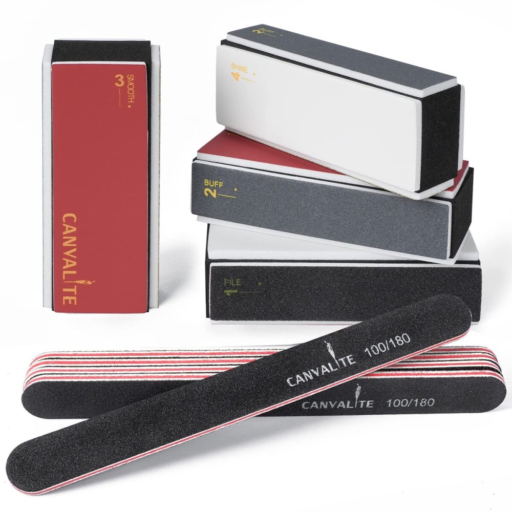 Canvalite Nail Buffer for Natural Nails, All in One 4 Way Nail File & Buffer Block That Shapes, Files, Smoothes, and Shines, 100/180 Grit, 9pcs Canvalite Nail Buffer for Natural Nails, All in One 4 Way Nail File & Buffer Block That Shapes, Files, Smoothes, and Shines, 100/180 Grit, 9pcs