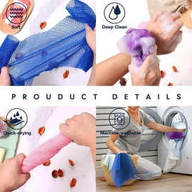 3 Pieces African Bath Sponge African Net Long Net Bath Sponge Exfoliating Shower Body Scrubber Back Scrubber Skin Smoother,Great for Daily Use (Brown, Blue, Purple) 3 Pieces African Bath Sponge African Net Long Net Bath Sponge Exfoliating Shower Body Scrubber Back Scrubber Skin Smoother,Great for Daily Use (Brown, Blue, Purple)