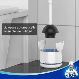MR.SIGA Toilet Plunger with Holder, Heavy Duty Toilet Plunger and Holder Combo for Bathroom Cleaning, White MR.SIGA Toilet Plunger with Holder, Heavy Duty Toilet Plunger and Holder Combo for Bathroom Cleaning, White
