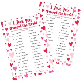 Valentines Day I Love You Around The World Game - 25 Player Cards, Classroom Party Activity, Fun Language Matching Game for Kids, Educational Valentine Party Game