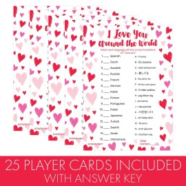 Valentines Day I Love You Around The World Game - 25 Player Cards, Classroom Party Activity, Fun Language Matching Game for Kids, Educational Valentine Party Game