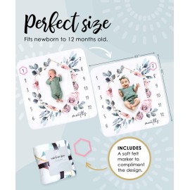 Calloo Baby Monthly Milestone Blanket for Girls, Growth Chart, Fleece, 46x46 Calloo Baby Monthly Milestone Blanket for Girls, Growth Chart, Fleece, 46x46