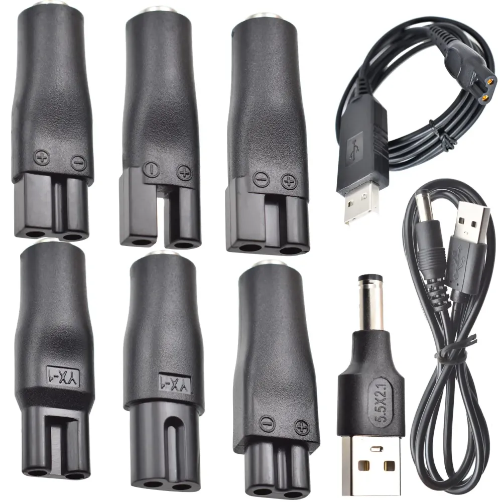 9 PCS Replacement Power Cord 5V Charger USB Adapter Suitable for Electric Hair Clippers, Beard trimmers, Shavers, Beauty Instruments, Desk Lamps, Purifiers. 9 PCS Replacement Power Cord 5V Charger USB Adapter Suitable for Electric Hair Clippers, Beard trimmers, Shavers, Beauty Instruments, Desk Lamps, Purifiers.