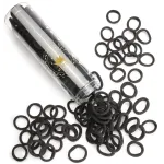 JIRIS 100 pcs No Break Hair Ties fitting Kit, and limited-time Starter Kit | Gentle for any hair type with no slipping or snagging Color mixing(Black)