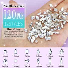 Dowarm 3200PCS Nail Art Rhinestones, Crystal Clear Flatback Rhinestones for Nails, Crafts, 12 Styles 3D Glass Crystal Nail Gems, White Diamond Stones Dowarm 3200PCS Nail Art Rhinestones, Crystal Clear Flatback Rhinestones for Nails, Crafts, 12 Styles 3D Glass Crystal Nail Gems, White Diamond Stones