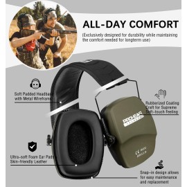 PROHEAR 016 Shooting Ear Protection Earmuffs 2 Pack, NRR 26dB for Gun Range, Hunting -Black and Green PROHEAR 016 Shooting Ear Protection Earmuffs 2 Pack, NRR 26dB for Gun Range, Hunting -Black and Green