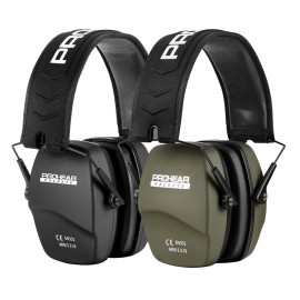 PROHEAR 016 Shooting Ear Protection Earmuffs 2 Pack, NRR 26dB for Gun Range, Hunting -Black and Green PROHEAR 016 Shooting Ear Protection Earmuffs 2 Pack, NRR 26dB for Gun Range, Hunting -Black and Green