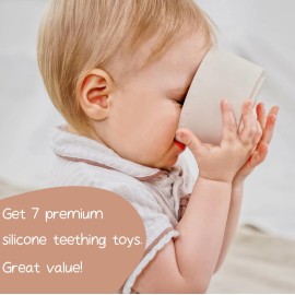 Moonkie Stacking Cups Toy, Fun Educational Baby Toys Silicone Soft Teething Toy, Age 6+ Months, 7 Piece Set