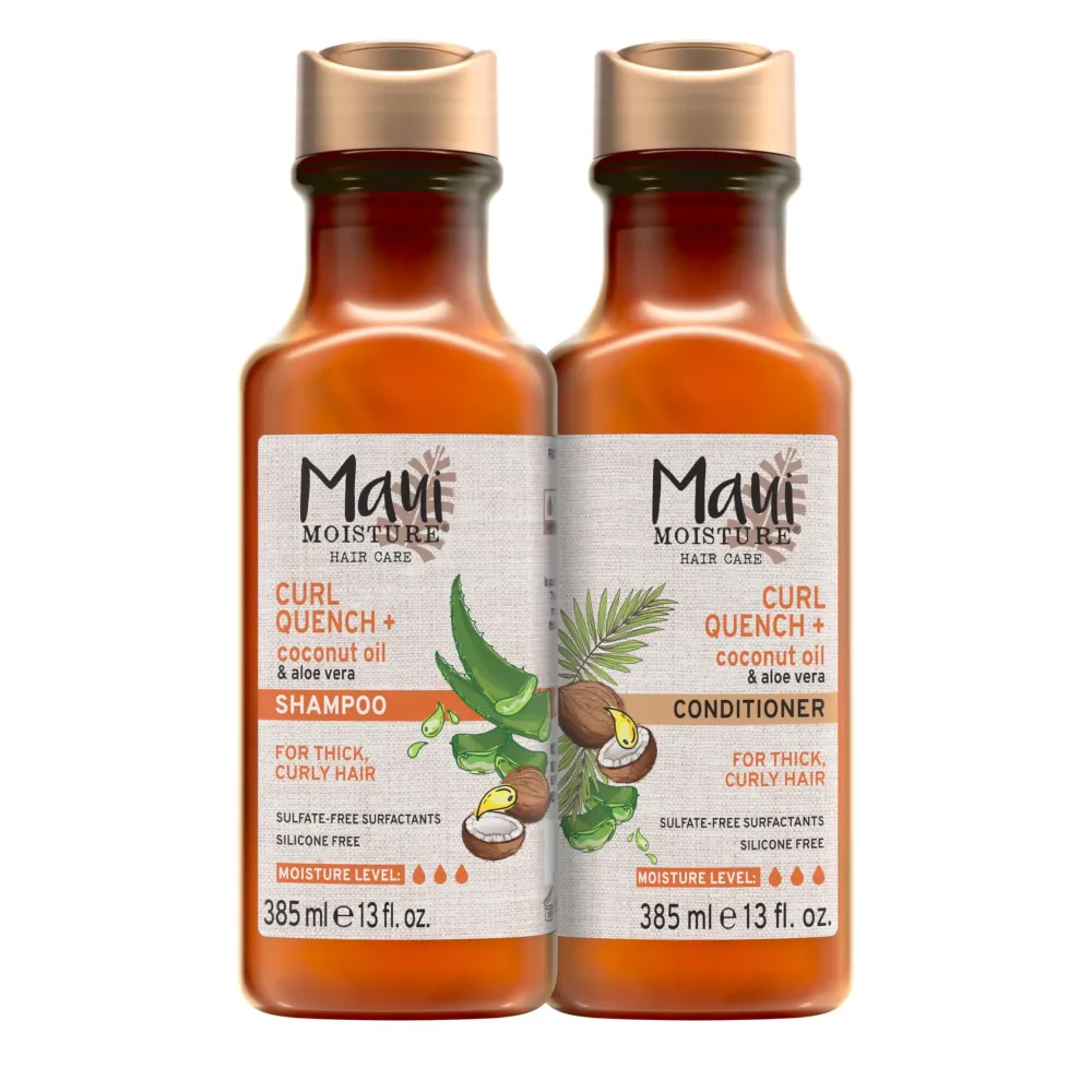 Maui Moisture Curl Quench + Coconut Oil Shampoo + Conditioner to Hydrate and Detangle Tight Curly Hair, Softening Shampoo, Vegan, Silicone & Paraben-Free, 13 Fl Oz Maui Moisture Curl Quench + Coconut Oil Shampoo + Conditioner to Hydrate and Detangle Tight Curly Hair, Softening Shampoo, Vegan, Silicone & Paraben-Free, 13 Fl Oz