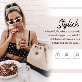 Huachi 12 Pack Bow Headbands for Women Headwraps Hair Band Knotted Headband Rabbit Ears Stretchy Turban Head Wraps Fashion Christmas Headbands Sport Cute Hair Accessories