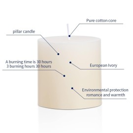 33 Ivory Pillar Candles Set of 3 Unscented Handpoured Weddings, Home Decoration, Restaurants, Spa, Church Smokeless Cotton Wick - Ivory 90 Hour 33 Ivory Pillar Candles Set of 3 Unscented Handpoured Weddings, Home Decoration, Restaurants, Spa, Church Smokeless Cotton Wick - Ivory 90 Hour
