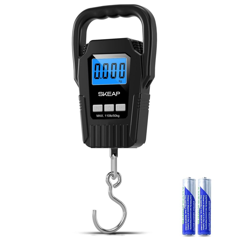 Digital Fish Scale Hanging Scale Fishing Scale, SKEAP 110lb/50kg Luggage Scale,Fish Weighing Scale, Upgrade Large Handle & Backlit LCD Display, Black,Fishing Gifts for Men,Black Digital Fish Scale Hanging Scale Fishing Scale, SKEAP 110lb/50kg Luggage Scale,Fish Weighing Scale, Upgrade Large Handle & Backlit LCD Display, Black,Fishing Gifts for Men,Black