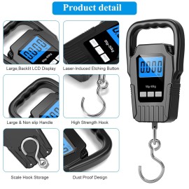 Digital Fish Scale Hanging Scale Fishing Scale, SKEAP 110lb/50kg Luggage Scale,Fish Weighing Scale, Upgrade Large Handle & Backlit LCD Display, Black,Fishing Gifts for Men,Black Digital Fish Scale Hanging Scale Fishing Scale, SKEAP 110lb/50kg Luggage Scale,Fish Weighing Scale, Upgrade Large Handle & Backlit LCD Display, Black,Fishing Gifts for Men,Black