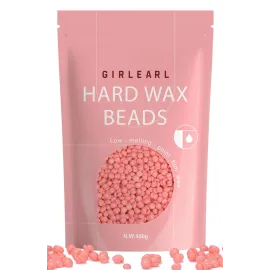 GIRLEARLE Hard Wax Beads, 1lb Wax Beans for Hair Removal Sensitive Skin with Rose Formula, Perfect for Full Body, Facial, Brazilian Bikini, and Legs at Home Wax Refill for Women Men (pink)