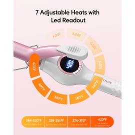 ORYNNE Ceramic Curling Iron, 3/4 Inch Barrel, Digital Temp Control, Fast Heat Up, 7 Adjustable Temperatures, 60 Min Auto Shut Off