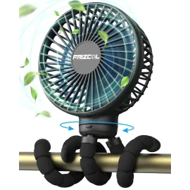 FRIZCOL Stroller Fan for Baby - Portable Fan Rechargeable - Battery Operated Fan(Use for 24Hrs) - Fan for Handheld/Clip On/Car Seat/Desk/Camping