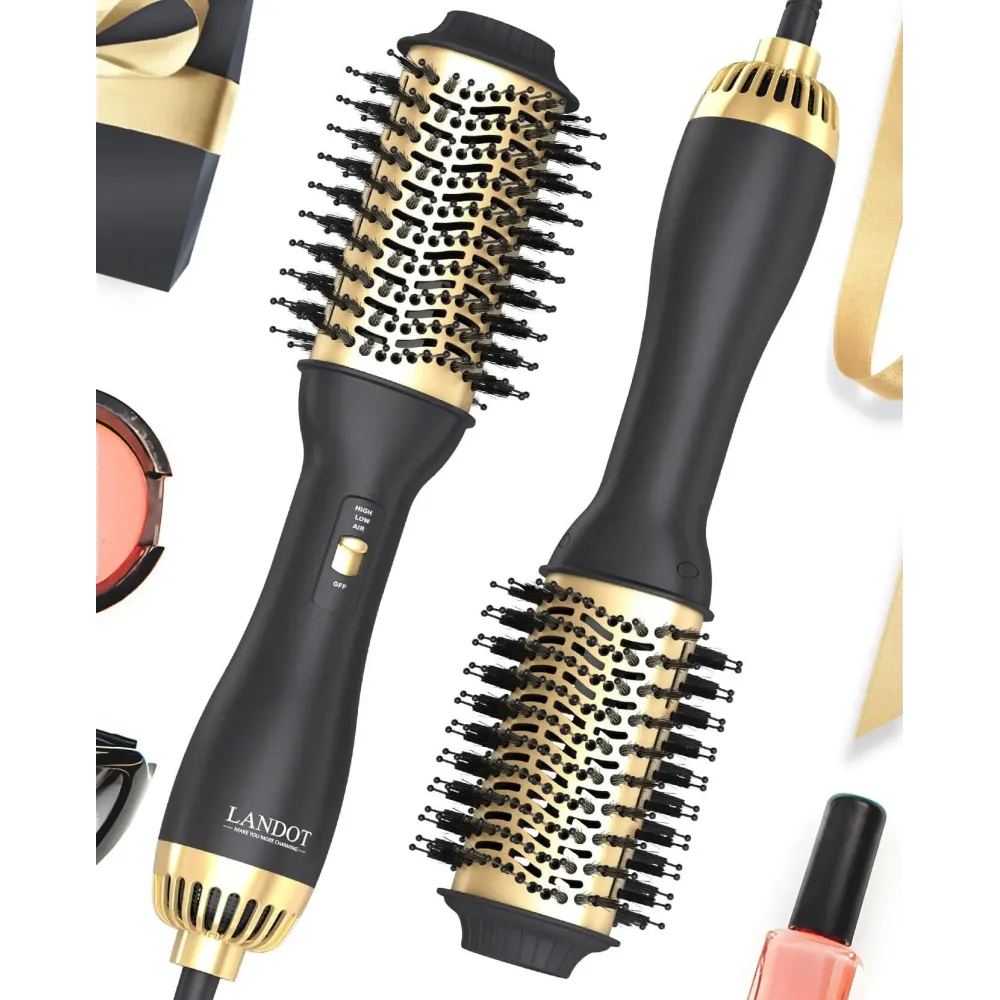 LANDOT Hair Blow Dryer Brush and Volumizer, One-Step Hot Air Brush for Drying, Straightening, Volumizing
