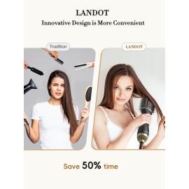 LANDOT Hair Blow Dryer Brush and Volumizer, One-Step Hot Air Brush for Drying, Straightening, Volumizing