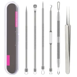 Pimple Popper Tool Kit, 6 Pcs Blackhead Remover Acne Needle Tools Set Removing Treatment Comedone Whitehead Popping Zit for Nose Face Skin Blemish Extractor Tool - Silver Pimple Popper Tool Kit, 6 Pcs Blackhead Remover Acne Needle Tools Set Removing Treatment Comedone Whitehead Popping Zit for Nose Face Skin Blemish Extractor Tool - Silver