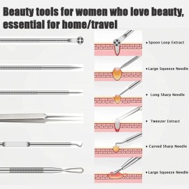 Pimple Popper Tool Kit, 6 Pcs Blackhead Remover Acne Needle Tools Set Removing Treatment Comedone Whitehead Popping Zit for Nose Face Skin Blemish Extractor Tool - Silver Pimple Popper Tool Kit, 6 Pcs Blackhead Remover Acne Needle Tools Set Removing Treatment Comedone Whitehead Popping Zit for Nose Face Skin Blemish Extractor Tool - Silver