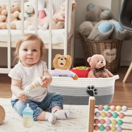 Small Woven Baskets for Organizing Rope Storage Basket with Handle Cute Cotton Basket for Nursery Gift Dog Toy Storage Bins for Toy Organizer Grey-white Small Woven Baskets for Organizing Rope Storage Basket with Handle Cute Cotton Basket for Nursery Gift Dog Toy Storage Bins for Toy Organizer Grey-white