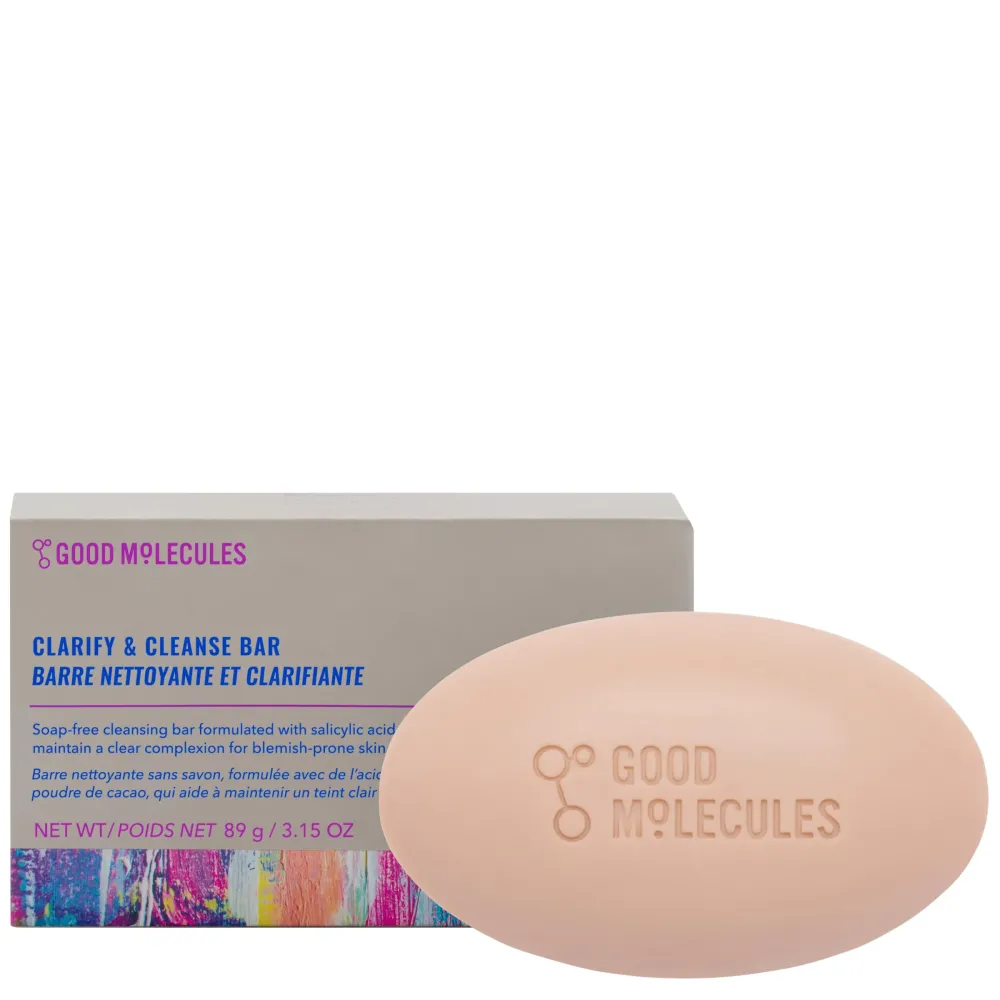 Good Molecules Clarify and Cleanse Bar - Soap-Free Bar with Salicylic Acid BHA, Tea Tree, Kaolin Clay to Hydrate - Skincare for Face and Body Good Molecules Clarify and Cleanse Bar - Soap-Free Bar with Salicylic Acid BHA, Tea Tree, Kaolin Clay to Hydrate - Skincare for Face and Body