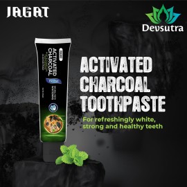 Jagat Devsutra Activated Charcoal & Fresh Mint Toothpaste | Doctor Recommended Ayurvedic, Organic & Herbal | 100% Natural Teeth Whitening, No Fluoride & Artificial Colors, Gum Cure, Vegan - Pack of 4 Jagat Devsutra Activated Charcoal & Fresh Mint Toothpaste | Doctor Recommended Ayurvedic, Organic & Herbal | 100% Natural Teeth Whitening, No Fluoride & Artificial Colors, Gum Cure, Vegan - Pack of 4