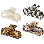 4Pcs Hair Claw Clips, Acetate Hair Banana Barrettes, French Butterfly Jaw Clips, Mermaid Color Crab Hairpin, Leopard Print Stylish Hair Accessories for Women Girls (4 Pcs)