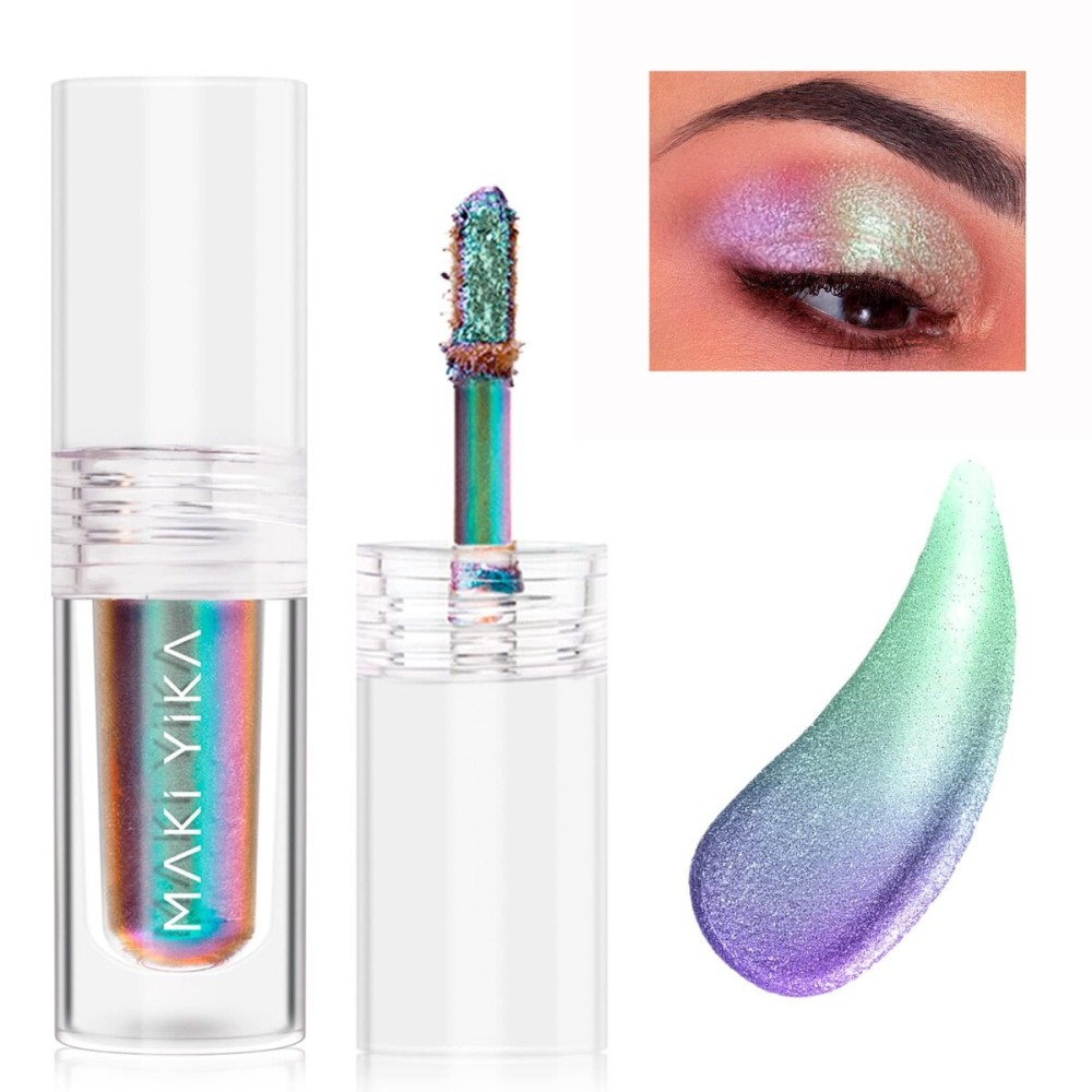 MAKI YIKA Glitter Liquid Eyeshadow Chameleon Metallic Eyeshadow MultiColor Shifting Long Lasting Multichrome Holographic Eye Topper Glitters (6 Aurora) MAKI YIKA Glitter Liquid Eyeshadow Chameleon Metallic Eyeshadow MultiColor Shifting Long Lasting Multichrome Holographic Eye Topper Glitters (6 Aurora)