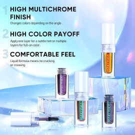 MAKI YIKA Glitter Liquid Eyeshadow Chameleon Metallic Eyeshadow MultiColor Shifting Long Lasting Multichrome Holographic Eye Topper Glitters (6 Aurora) MAKI YIKA Glitter Liquid Eyeshadow Chameleon Metallic Eyeshadow MultiColor Shifting Long Lasting Multichrome Holographic Eye Topper Glitters (6 Aurora)