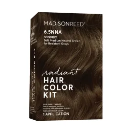 Madison Reed Radiant Hair Color Kit, Soft Medium Neutral Brown for 100% Coverage of Resistant Gray Hair, Ammonia-Free, 6.5NNA Sondrio Brown, Permanent Hair Dye, Pack of 1