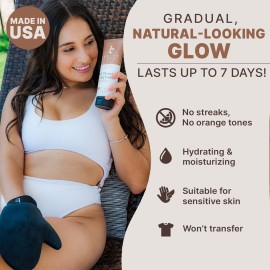 Self Tanner Kit - USA Made with Organic & Natural Ingredients, Tanning Lotion with Glove & Exfoliating Mitt, Non Toxic Gradual Tan Lotion, Sunless Tanner for Fake Tan, Streak Free & No Orange Tones Self Tanner Kit - USA Made with Organic & Natural Ingredients, Tanning Lotion with Glove & Exfoliating Mitt, Non Toxic Gradual Tan Lotion, Sunless Tanner for Fake Tan, Streak Free & No Orange Tones