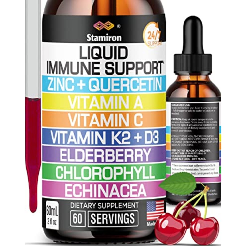 Zinc Quercetin Vitamin C D3 Liquid Immune Support with Vitamin A K2 Echinacea Chlorophyll and Elderberry - 9in1 Immune Defense Drops Complex for Immunity Health Respiratory Health - 60 Servings Zinc Quercetin Vitamin C D3 Liquid Immune Support with Vitamin A K2 Echinacea Chlorophyll and Elderberry - 9in1 Immune Defense Drops Complex for Immunity Health Respiratory Health - 60 Servings