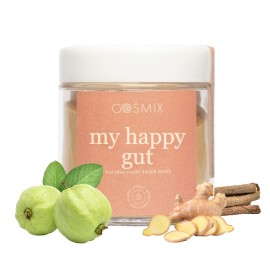 cosmix My Happy Gut, for Improved Digestion, Bloating & Overall Gut Health, Natural, Plant-Based Superfood Blend, Makes Upto 40 Servings, Added Sugar, Vegan 50 G (Pack of 1) Brown