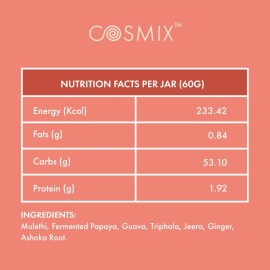 cosmix My Happy Gut, for Improved Digestion, Bloating & Overall Gut Health, Natural, Plant-Based Superfood Blend, Makes Upto 40 Servings, Added Sugar, Vegan 50 G (Pack of 1) Brown