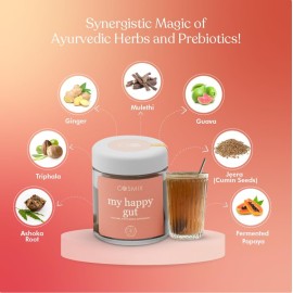 cosmix My Happy Gut, for Improved Digestion, Bloating & Overall Gut Health, Natural, Plant-Based Superfood Blend, Makes Upto 40 Servings, Added Sugar, Vegan 50 G (Pack of 1) Brown