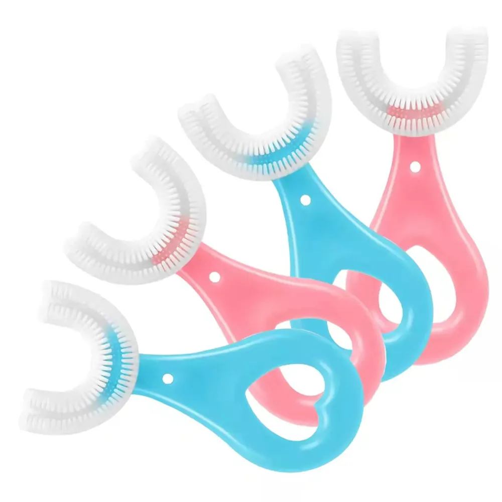 4 Pack U Shaped Toothbrush Kids, Soft Silicone Brush Head Whole Mouth with Handle 360  Oral Teeth Cleaning Design for Toddler Toothbrushes Age 2-6 4 Pack U Shaped Toothbrush Kids, Soft Silicone Brush Head Whole Mouth with Handle 360  Oral Teeth Cleaning Design for Toddler Toothbrushes Age 2-6