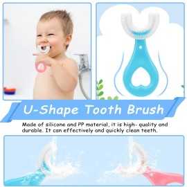 4 Pack U Shaped Toothbrush Kids, Soft Silicone Brush Head Whole Mouth with Handle 360  Oral Teeth Cleaning Design for Toddler Toothbrushes Age 2-6 4 Pack U Shaped Toothbrush Kids, Soft Silicone Brush Head Whole Mouth with Handle 360  Oral Teeth Cleaning Design for Toddler Toothbrushes Age 2-6