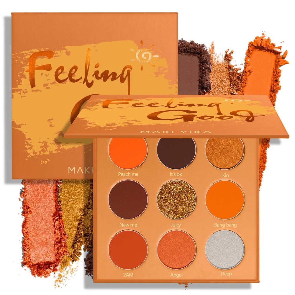 Orange Eyeshadow Palette Long Lasting Orange Eye Shadow for Women High Pigmented 9 Color Waterproof Eye Makeup- 9Orange Orange Eyeshadow Palette Long Lasting Orange Eye Shadow for Women High Pigmented 9 Color Waterproof Eye Makeup- 9Orange