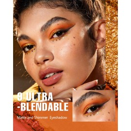 Orange Eyeshadow Palette Long Lasting Orange Eye Shadow for Women High Pigmented 9 Color Waterproof Eye Makeup- 9Orange Orange Eyeshadow Palette Long Lasting Orange Eye Shadow for Women High Pigmented 9 Color Waterproof Eye Makeup- 9Orange