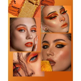 Orange Eyeshadow Palette Long Lasting Orange Eye Shadow for Women High Pigmented 9 Color Waterproof Eye Makeup- 9Orange Orange Eyeshadow Palette Long Lasting Orange Eye Shadow for Women High Pigmented 9 Color Waterproof Eye Makeup- 9Orange